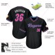 Custom Black Pink-light Blue Authentic Throwback Rib-knit Baseball Jersey Shirt