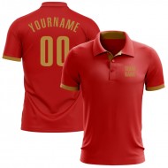 Custom Red Old Gold Performance Polo Shirt