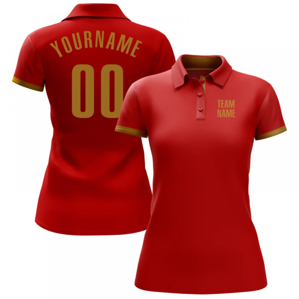 Custom Red Old Gold Performance Polo Shirt