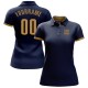 Custom Navy Old Gold Performance Golf Polo Shirt