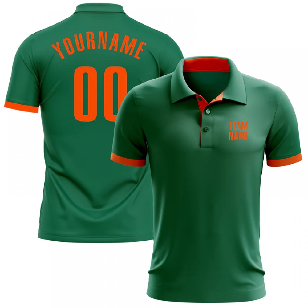 Custom Kelly Green Orange Performance Polo Shir