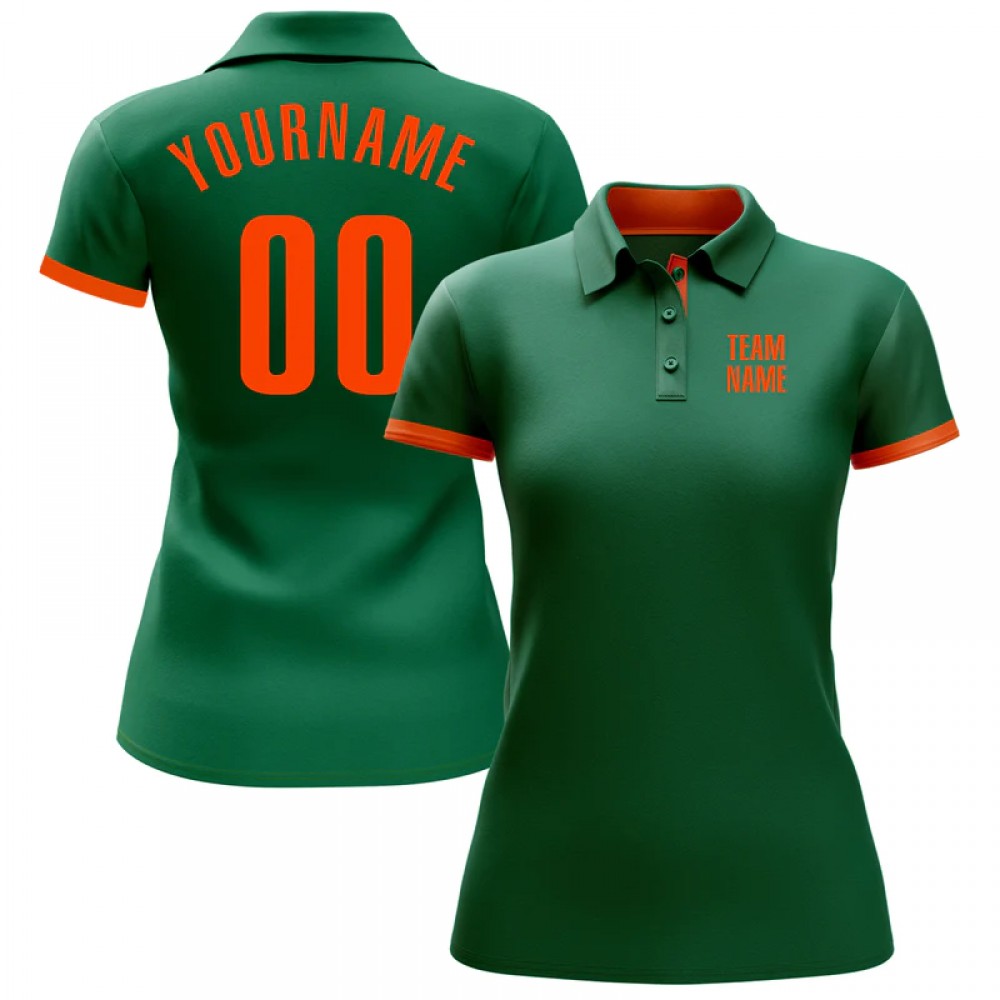 Custom Kelly Green Orange Performance Polo Shir