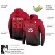 Custom Stitched Black Red-white Fade Fashion Sports Pullover Sweatshirt Hoodie