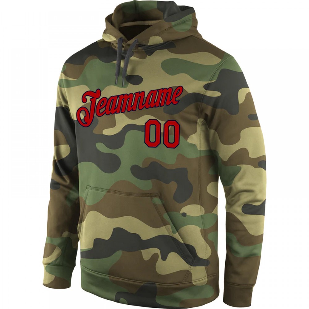 Custom Stitched Camo Black-cream Sports Pullover Sweatshirt Salute To Service Hoodie