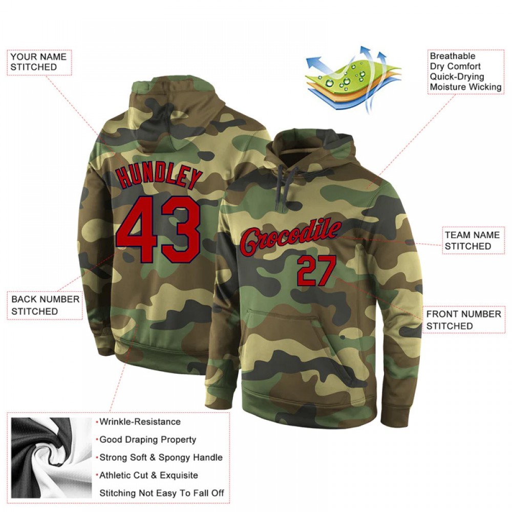 Custom Stitched Camo Black-cream Sports Pullover Sweatshirt Salute To Service Hoodie