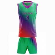 Three Tone Basketball Uniforms Design With Logo Name Number Wholesale