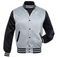 Plain custom men wholesale blank varsity jackets 100% polyester satin silk jacket