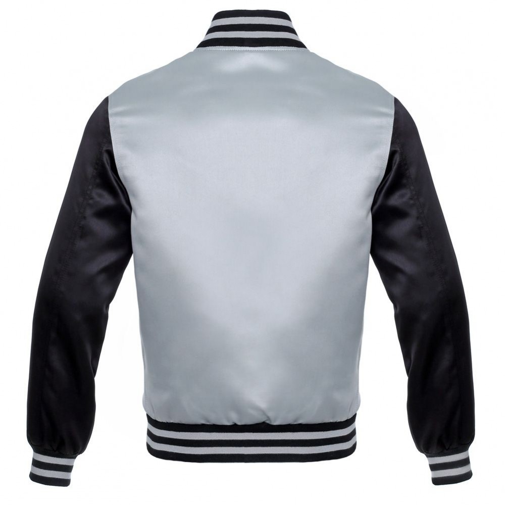 Plain custom men wholesale blank varsity jackets 100% polyester satin silk jacket