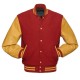 Red Wool and Gold Leather Sleeves Letterman Jackets