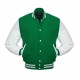 Green Wool and White Leather Sleeves Varsity Jacket