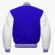 Blue And White Leather Sleeves Varsity Collage Jacket