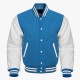 Blue Collage Jacket with White leather sleeves Varsity Bomber Jackets