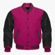 Pink Wool and Black Leather Sleeves Varsity Letterman Jackets