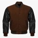 Brown Wool And Black Leather Sleeves Varsity Baseball Jackets