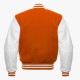 Orange Wool And White leather sleeves Stylish Varsity Letterman Jackets