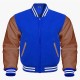 Blue And Brown leather sleeves Stylish Letterman Jackets