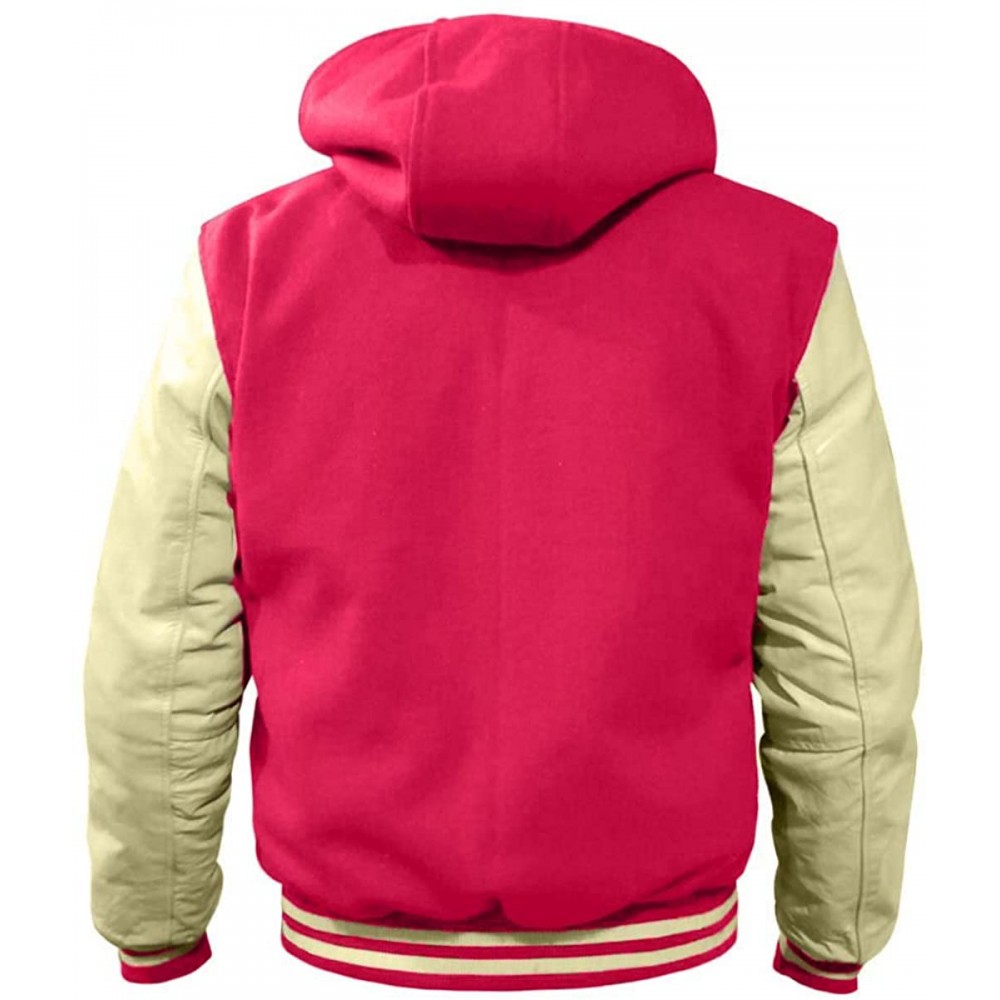 Pink Jacket with leather sleeves Varsity Letterman Jackets