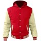 Latest Style College Jacket / Varsity Jacket with Hood and Wool with Leather sleeve