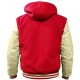 Latest Style College Jacket / Varsity Jacket with Hood and Wool with Leather sleeve