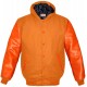 Custom orange varsity jacket good quality orange leather