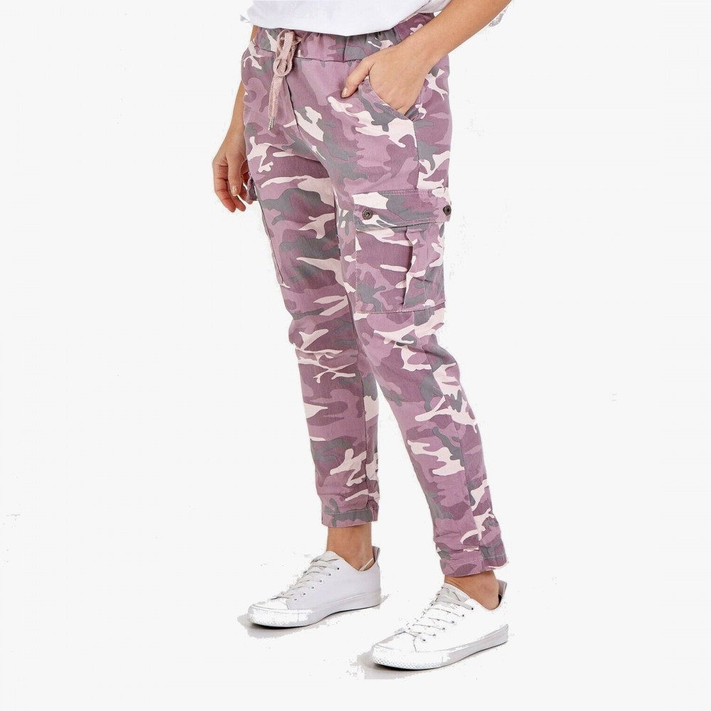 Pink Colour Camouflage Printed Magic Military Trousers