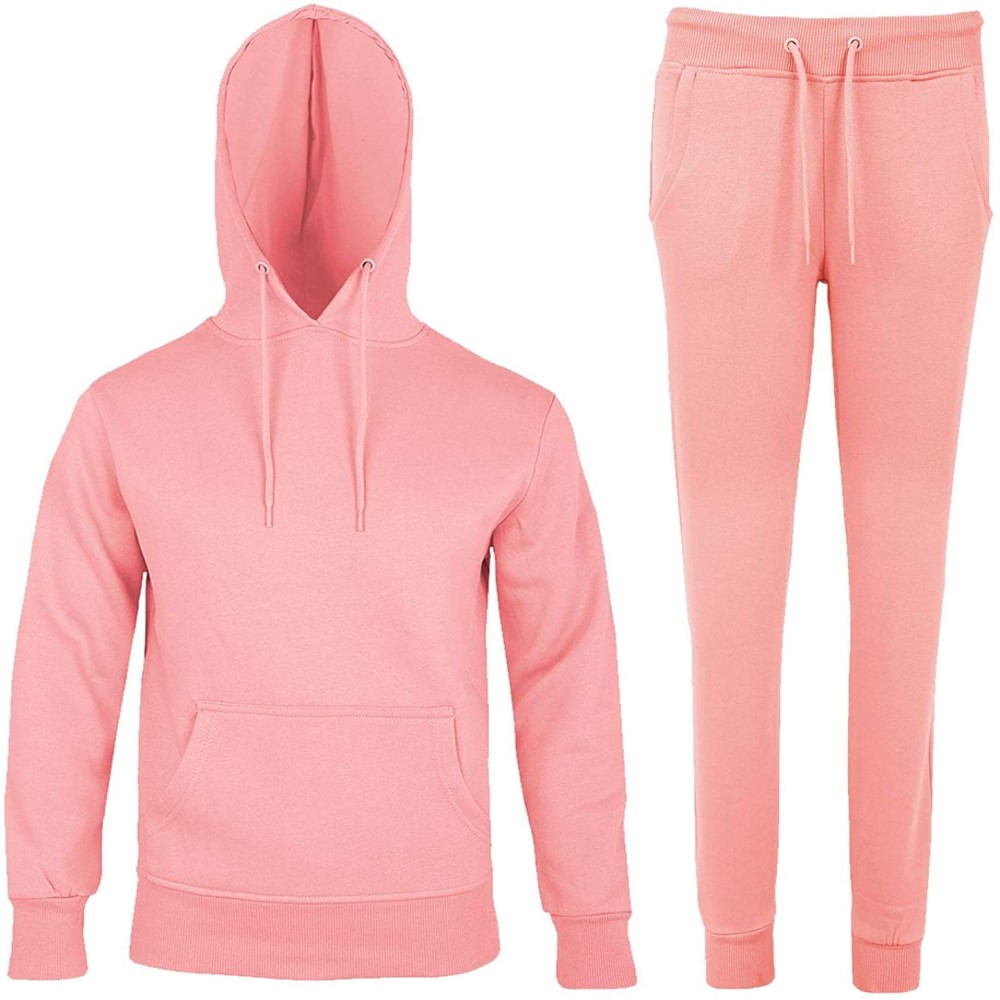 Customized Ladies Sweat suit Thick Cotton Fleece Pink Color Women Sweat suit