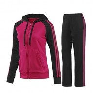 Women Pink And Black Sweat suit Cotton And Fleece / Plain Sweat suit With Your Custom Logo And Tags