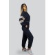 Women’s Navy Blue Sleeve Stripe Crop Top Jogger Bottom Sweat Suit