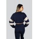 Women’s Navy Blue Sleeve Stripe Crop Top Jogger Bottom Sweat Suit