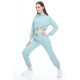 Women’s Mint Green Top Crop Elastic Tracksuit Set