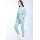 Women’s Mint Green Top Crop Elastic Tracksuit Set