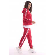 Women’s Red Hooded and Pant Striped Tracksuit