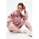 Women’s Dried Rose Tie Pattern Hooded Jogger Tracksuit Set