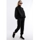 Women’s Black Collar Long Zippered Scuba Fabric Comfortable Stylish And Sporty Jogging Suit