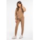 Women’s Beige Fleece Track Suit With Kangaroo Pocket