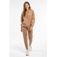 Women’s Beige Fleece Track Suit With Kangaroo Pocket