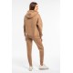 Women’s Beige Fleece Track Suit With Kangaroo Pocket