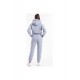 Women Gray Hooded High Waist Fleece Fabric Tracksuit Set