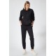 Women Black Hooded Spring Tracksuit Set