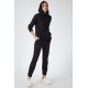 Women Black Hooded Spring Tracksuit Set