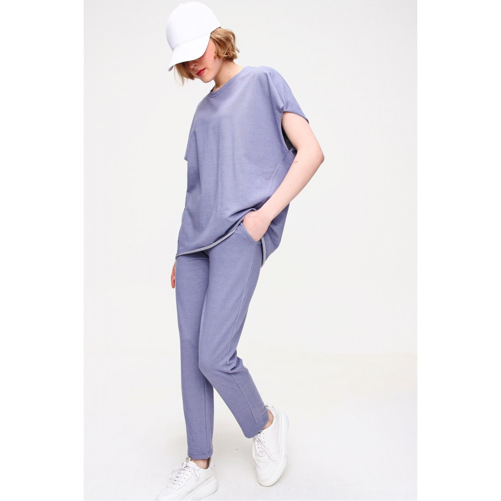 Women Aviator Purple Crew Neck Tracksuit