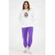 Woman Purple and White Plus Size Tracksuit With Pockets