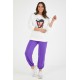 Woman Purple and White Plus Size Tracksuit With Pockets