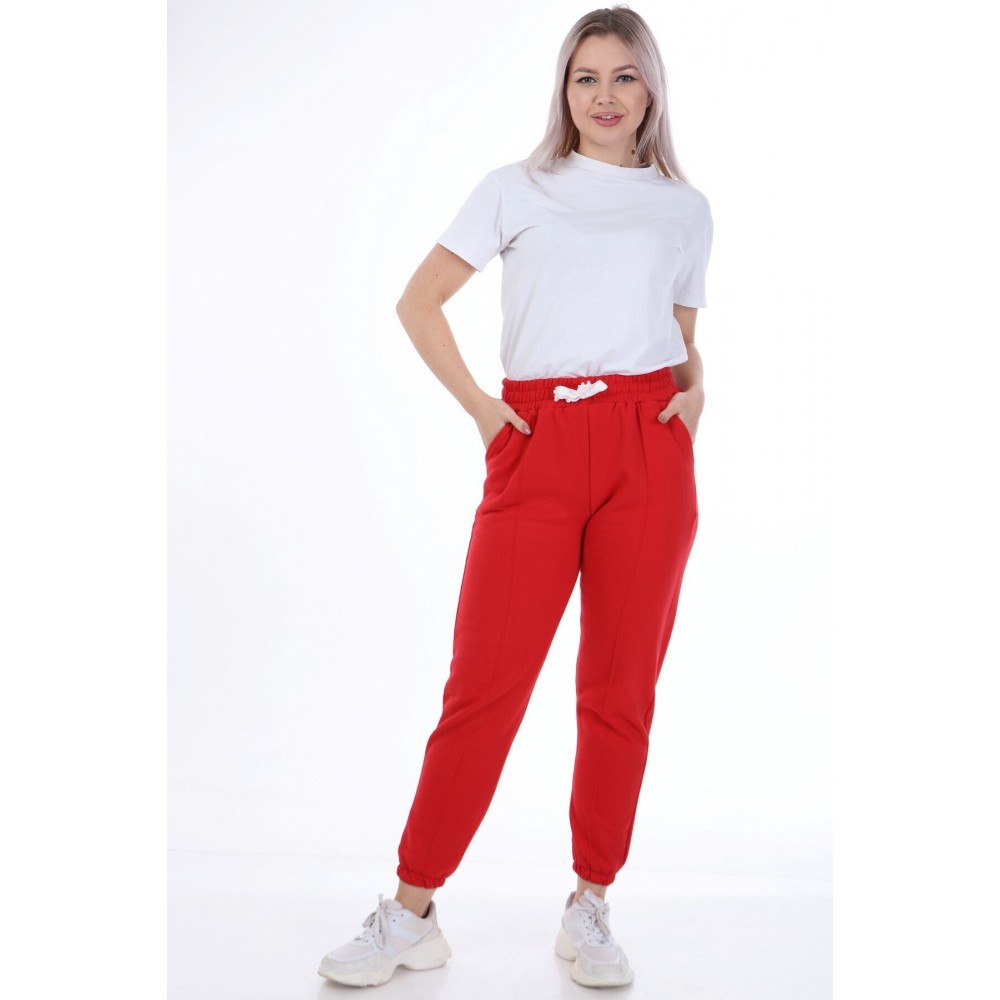 Red Women’s Sweatpants Rubber Leg Bottom Tracksuit