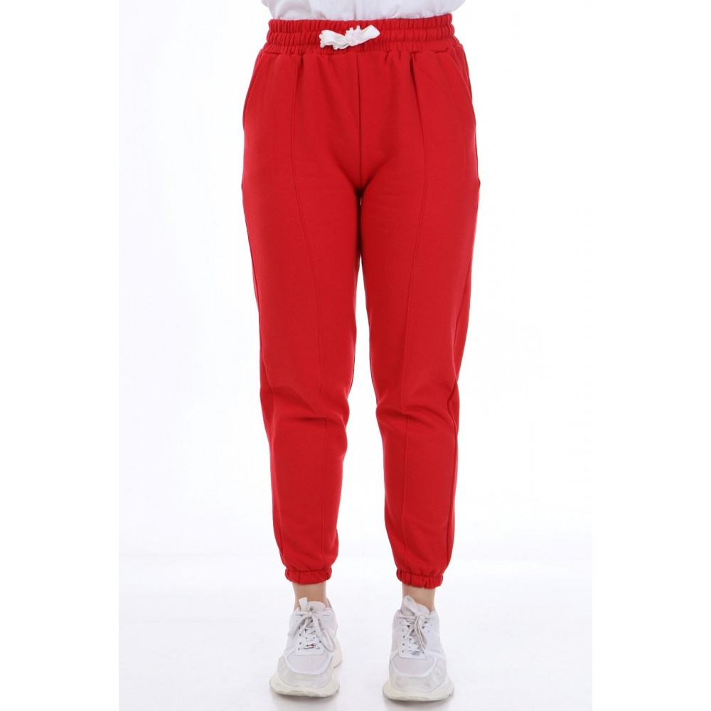 Red Women’s Sweatpants Rubber Leg Bottom Tracksuit