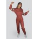 Pomegranate Flower Sleeve Striped Crop Top Jogger Bottom Sweat Suit