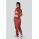 Pomegranate Flower Sleeve Striped Crop Top Jogger Bottom Sweat Suit