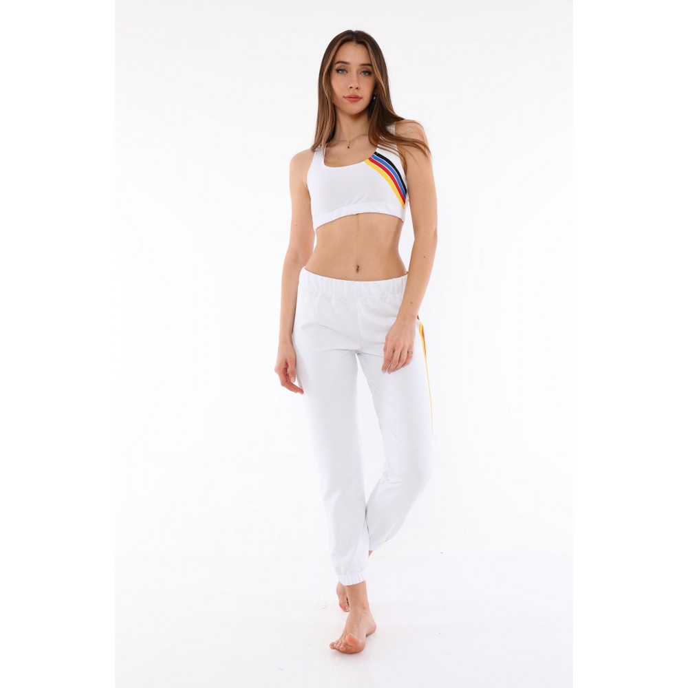 Women’s White Stripe Detailed Jogger Sweatpants