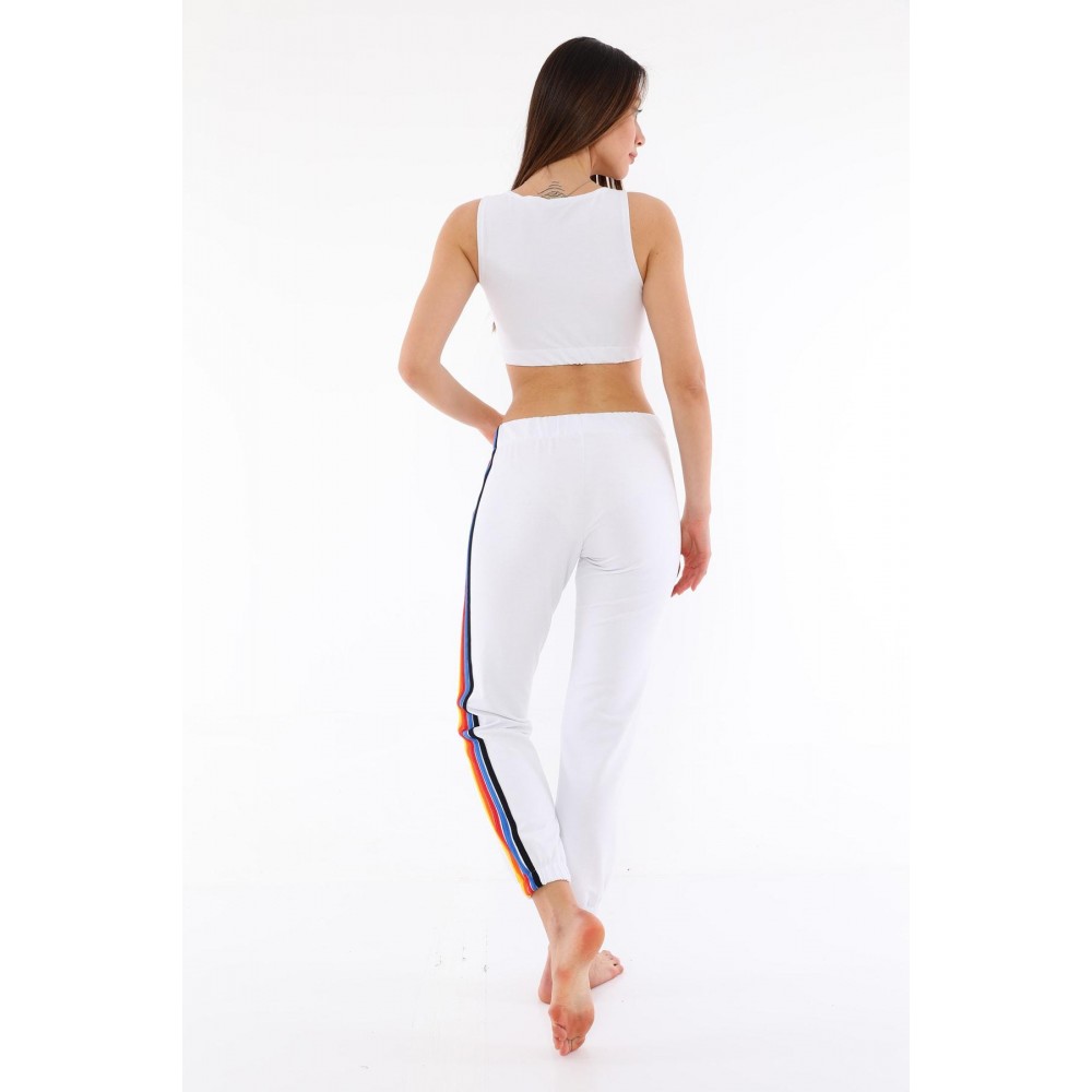 Women’s White Stripe Detailed Jogger Sweatpants